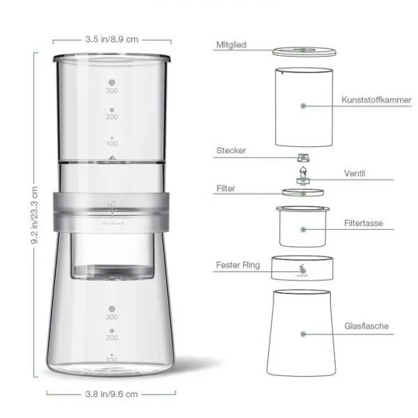 glass ice coffee dripper capacity 400ml, size 24x10cm - 400 ml